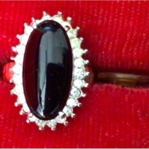 Costume ring. Onyx diamonds